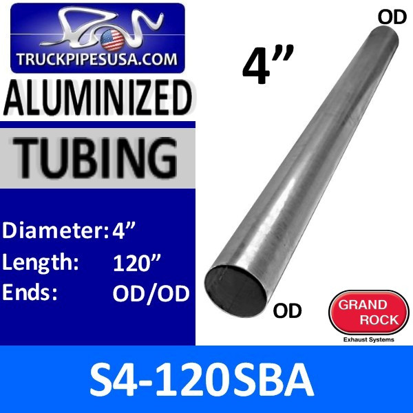 S4-120SBA 4" x 120" Straight Cut Aluminized Exhaust Stack OD End